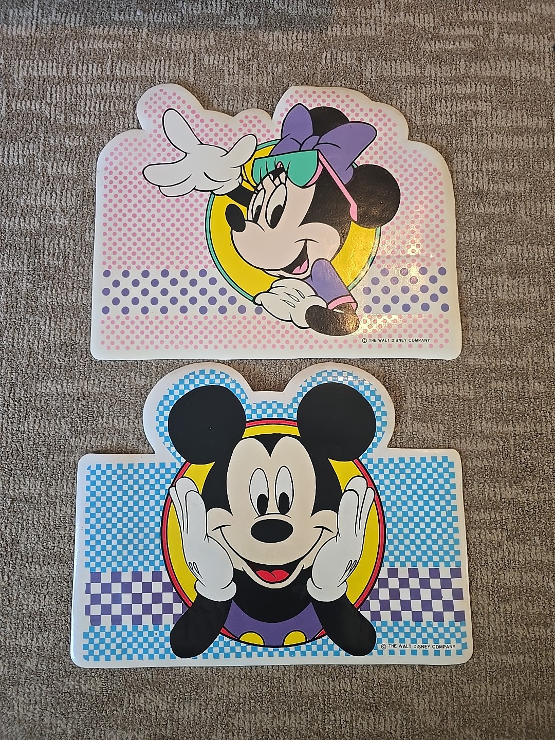 Vintage Walt Disney Co. Mickey & Minnie Mouse Waterproof Vinyl Placemats 