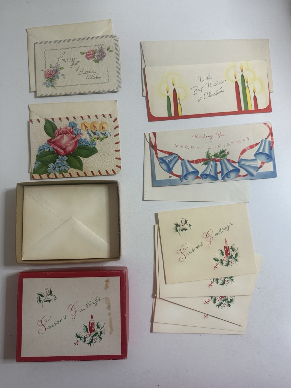 Vintage Greeting Cards Lot Norcross Sterling Christmas Birthday w Envelopes