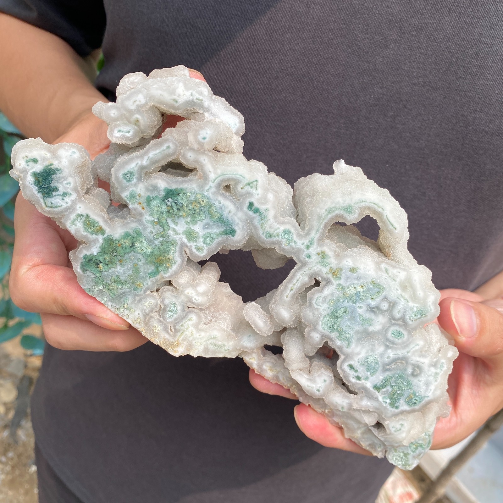 1.2lb Natural moss agate geode quartz crystal rough slice Mineral specimens