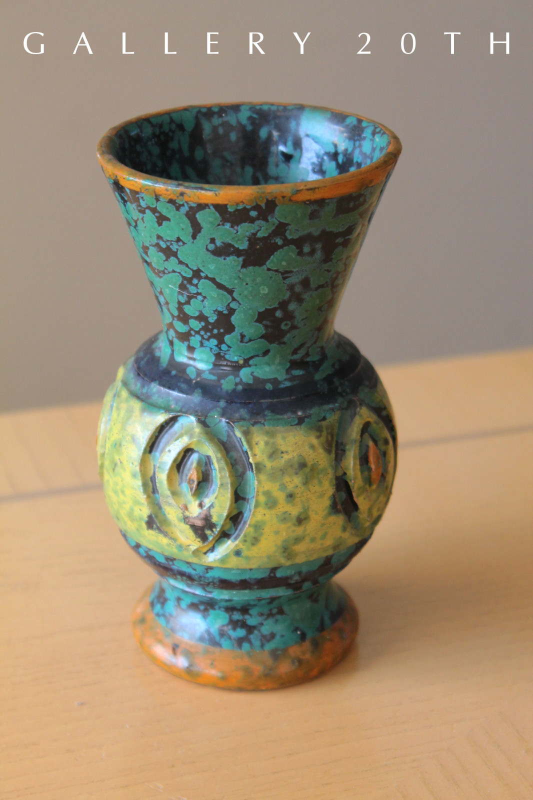 FAB VTG ITALIAN POTTERY GAMBONE ART 50'S 60S VASE ORIG BLUE MID CENTURY MODERN