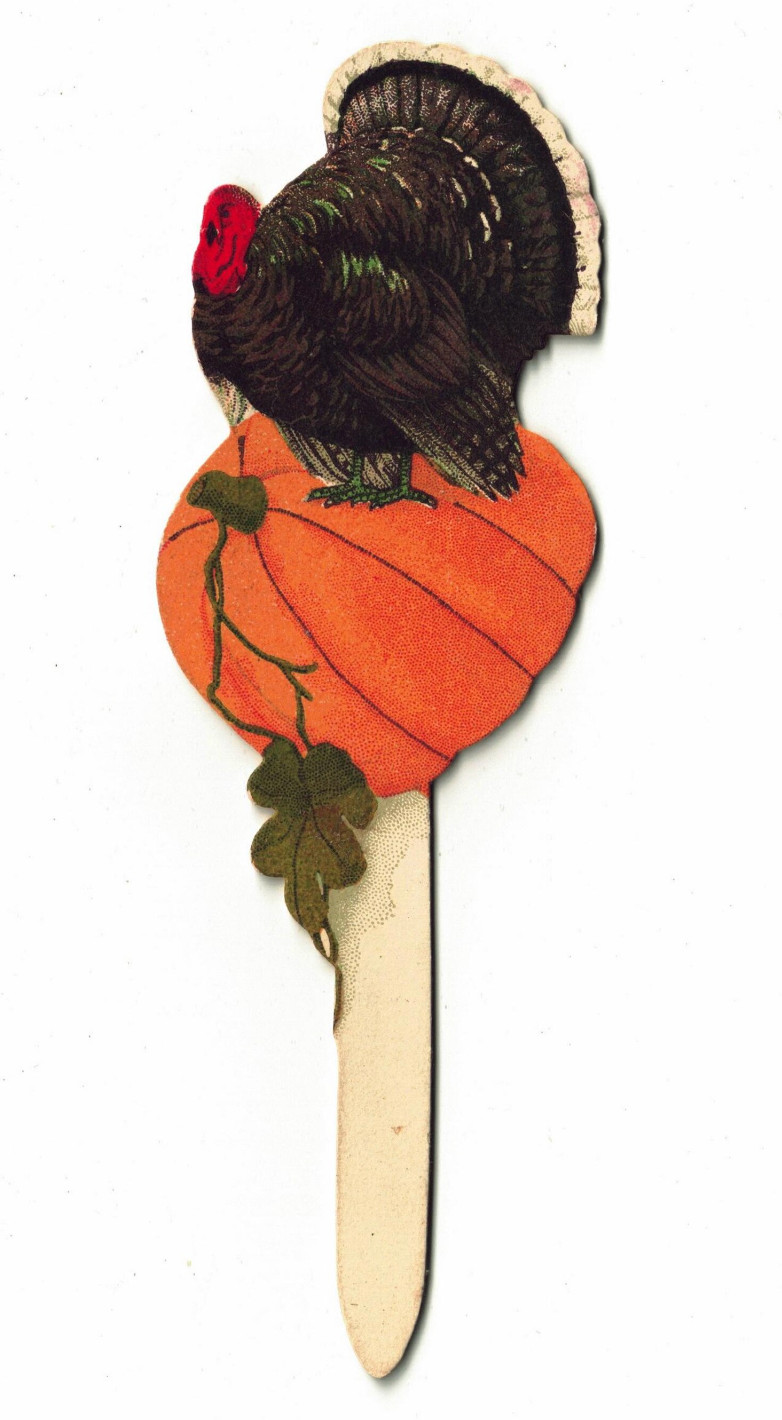 Vintage 1920s Dennison Thanksgiving Turkey Cake Topper / Pick, Autumn Ephemera