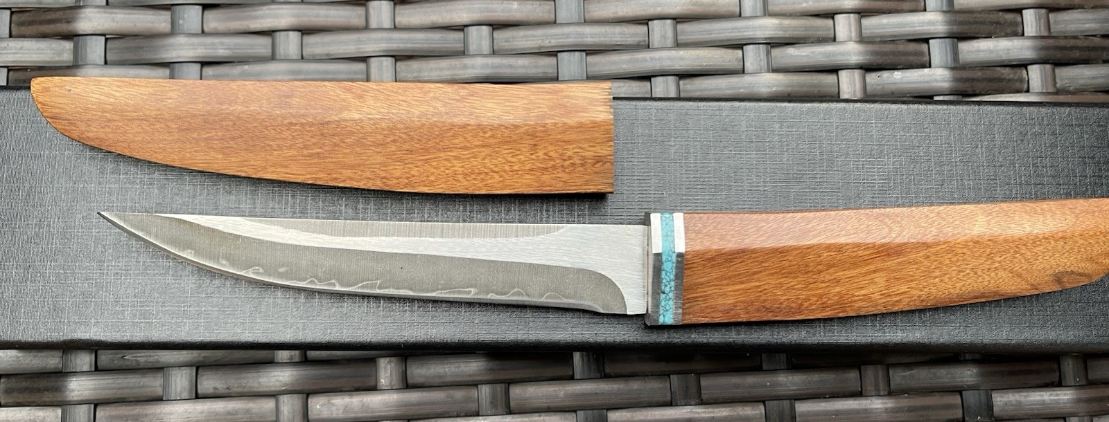 Japanese Fixed Blade Tanto Hand Forged Knife with Wooden Sheath Japanese Fixed Blade Tanto Hand Forged Knife with Wooden Sheath