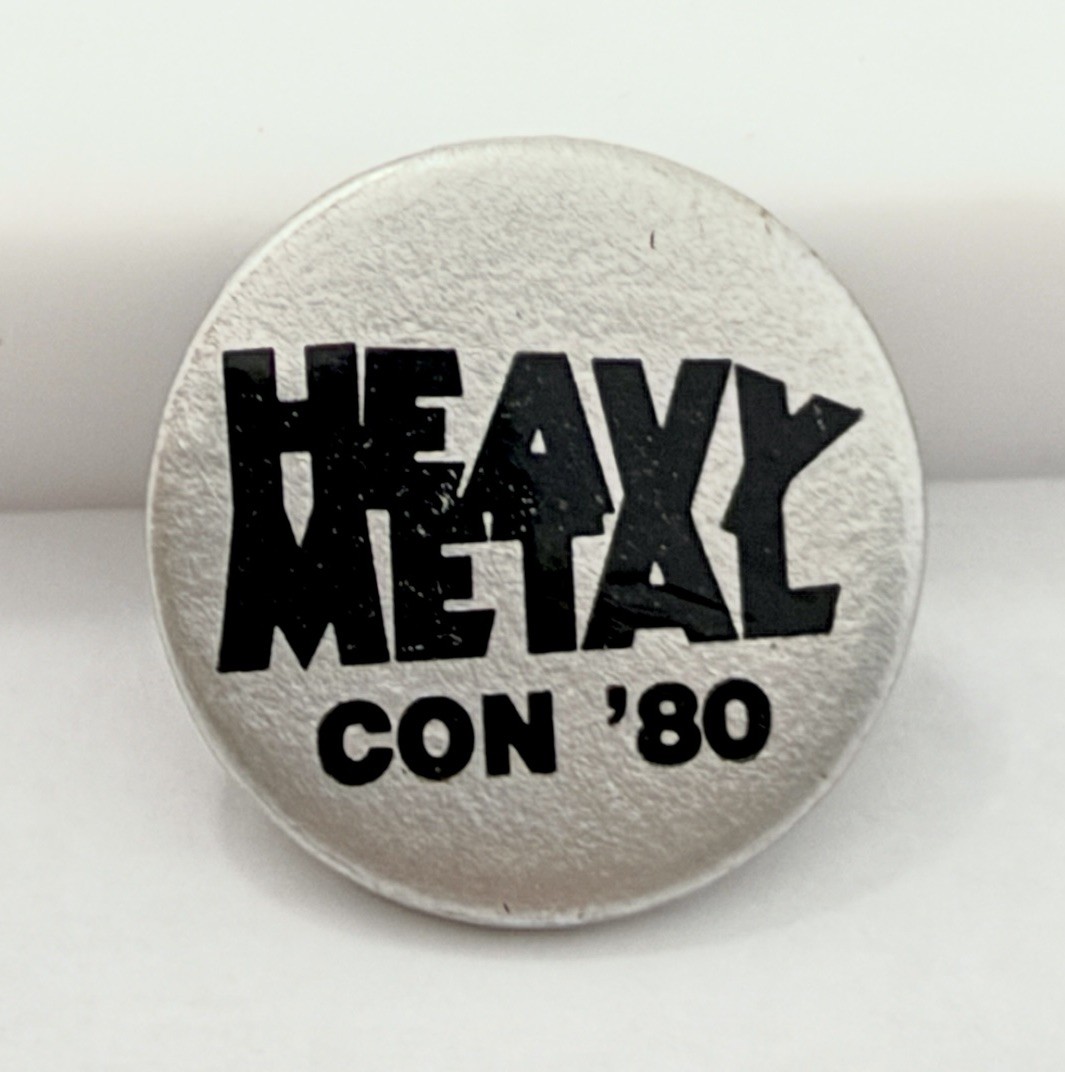 Vintage Heavy Metal Magazine Con '80 Pinback Button Rare 1980 Fantasy Comic Pin