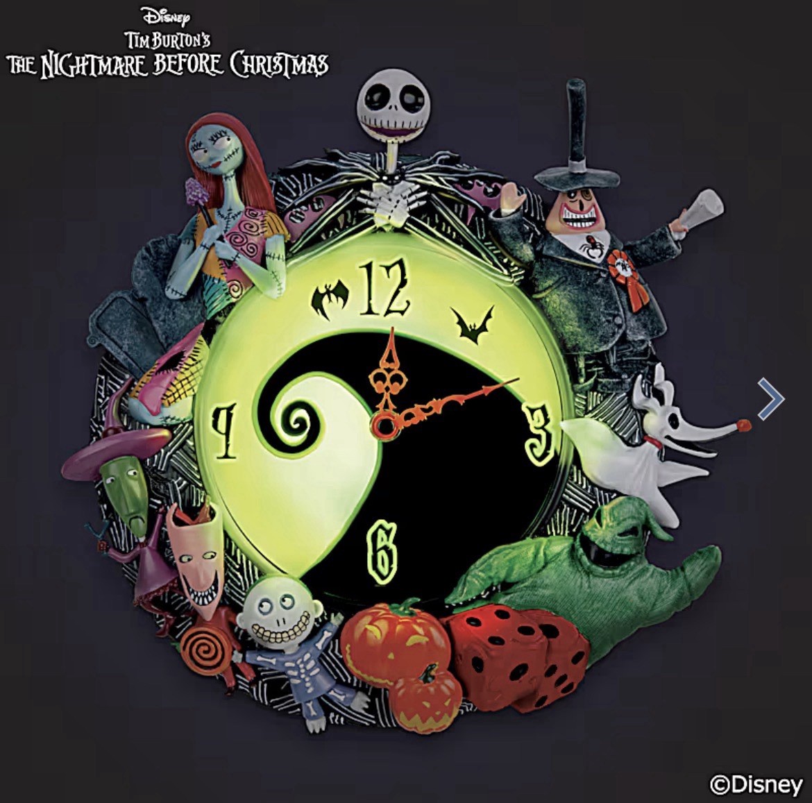 the Nightmare Before Christmas Glow In The Dark Clock Bradford Exchange