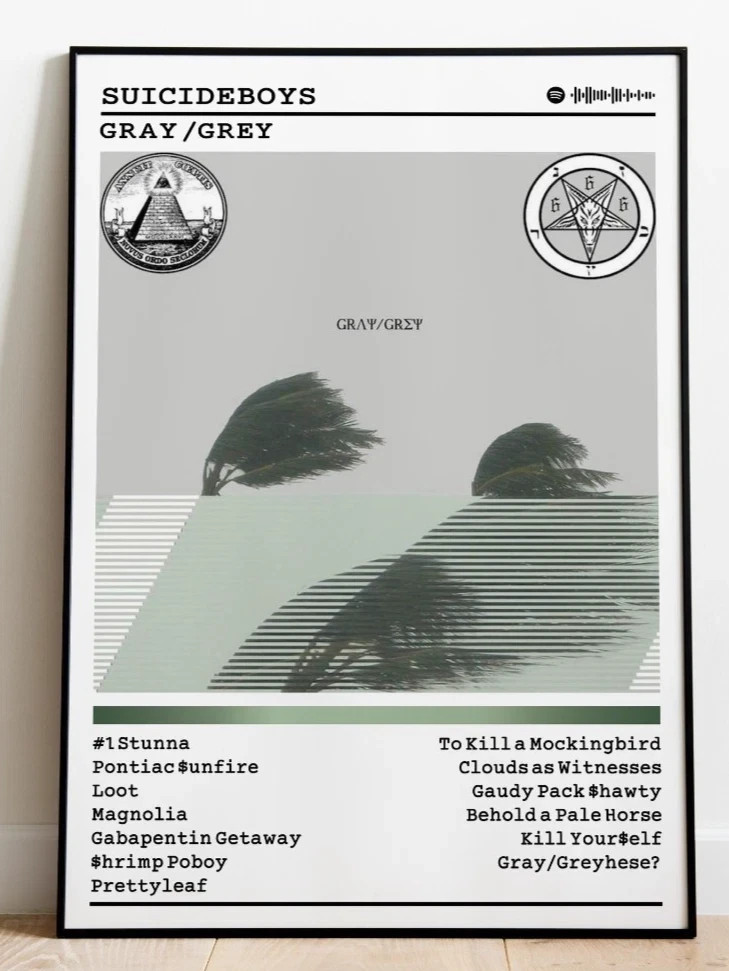 $uicideboy$ Gray / Grey Album Cover Rap Music | POSTER | FRAME & SIZE OPTION