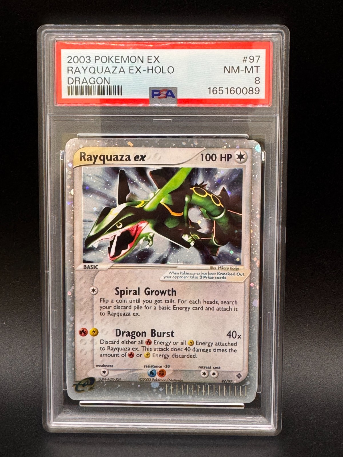 Pokémon 2003 Rayquaza EX EX Dragon 97/97 PSA 8 Nintendo English
