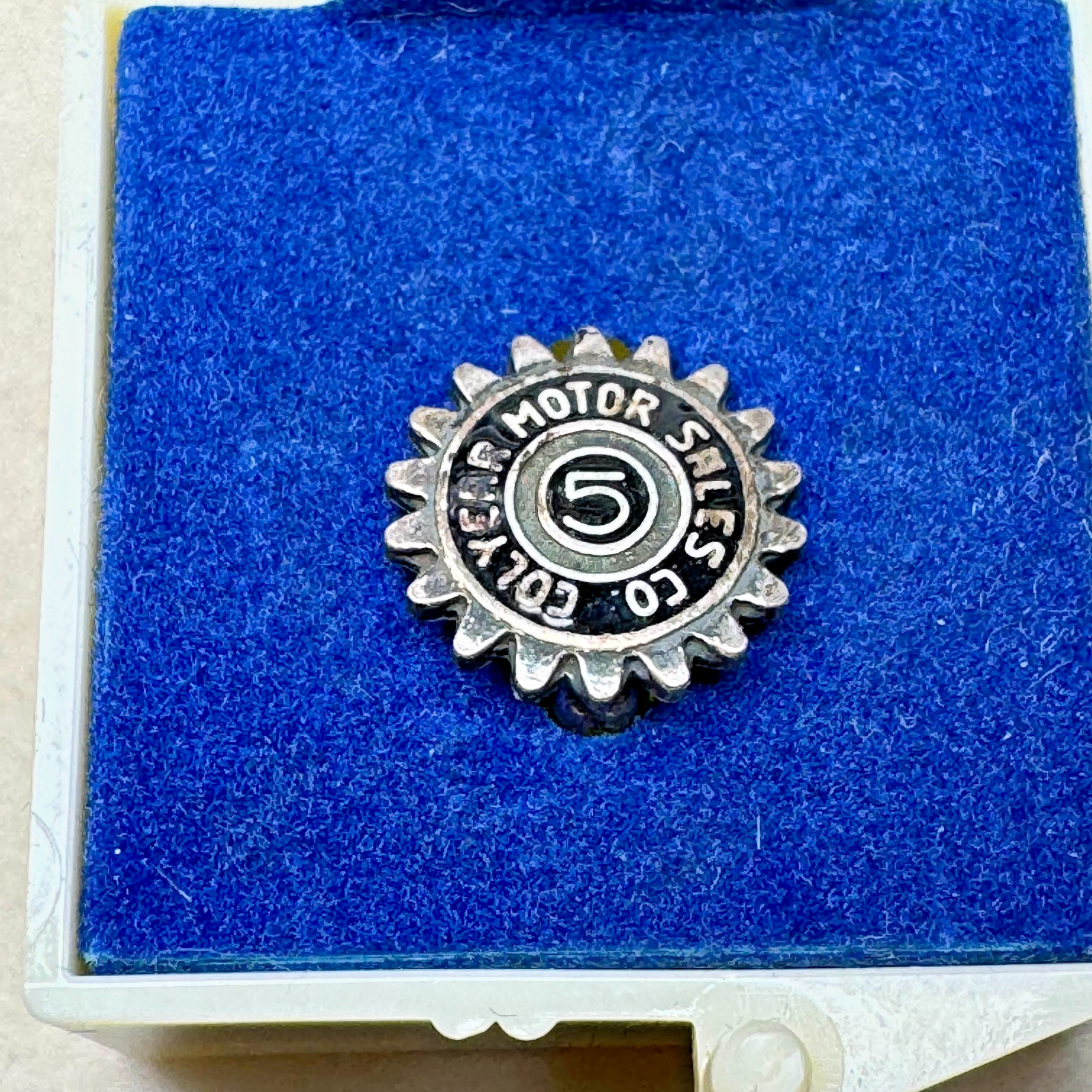 Vintage Colyear Motor Sales 5 Year Service Pin Sterling Silver J.A. Meyers Box