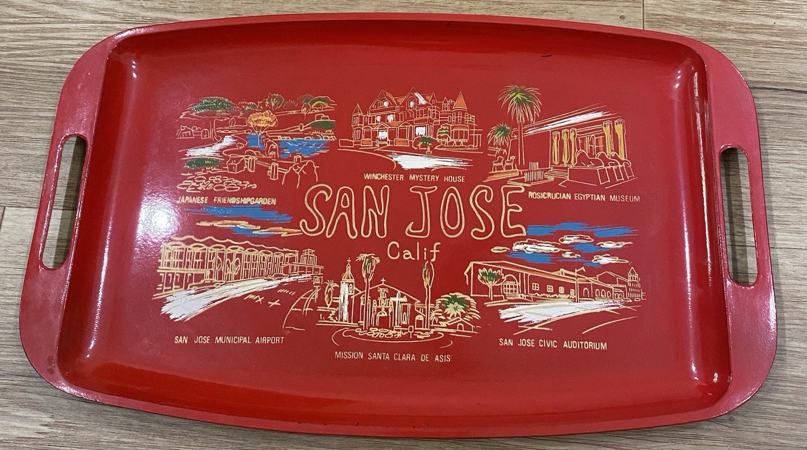 VINTAGE Mid Century MCM San Jose California BARWARE SERVING TRAY Made In Japan