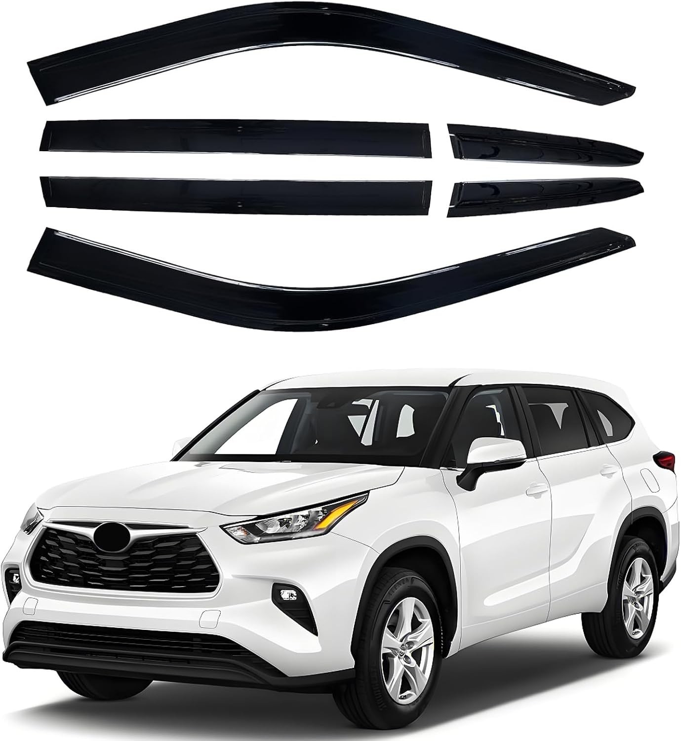 Side Window Visor 6 Piece Set for Toyota Highlander 2020-2026
