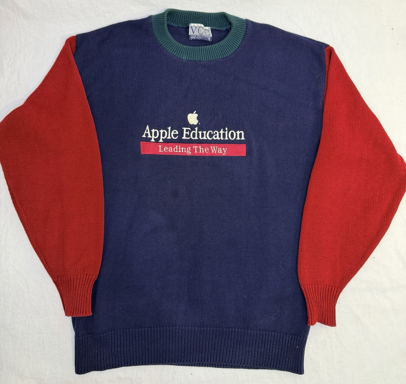 Rare Vintage Apple Education Sweater USA Made 90s Computer Promo Crewneck M