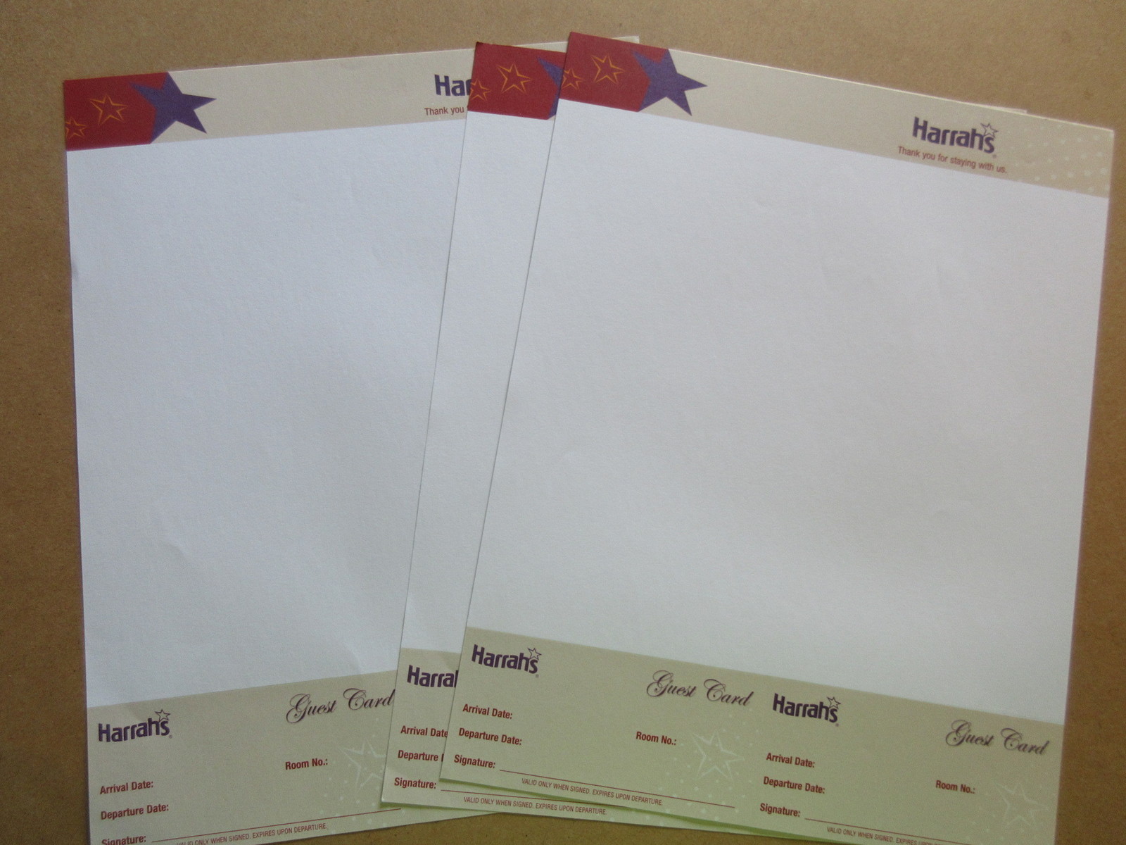 10 Atlantic City HARRAH'S HOTEL & CASINO STATIONARY FOR BILLS & GUEST CARDS #3