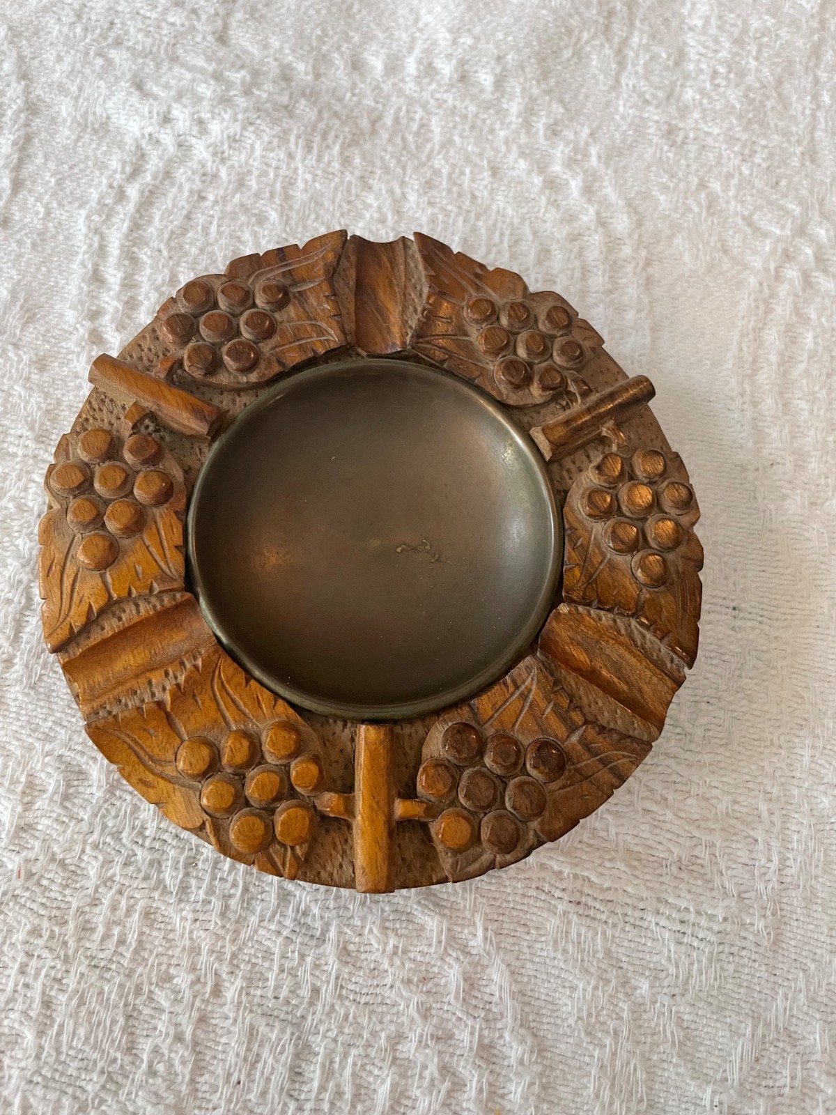 VINTAGE Black Forest Style Hand-Carved Wood Ashtray