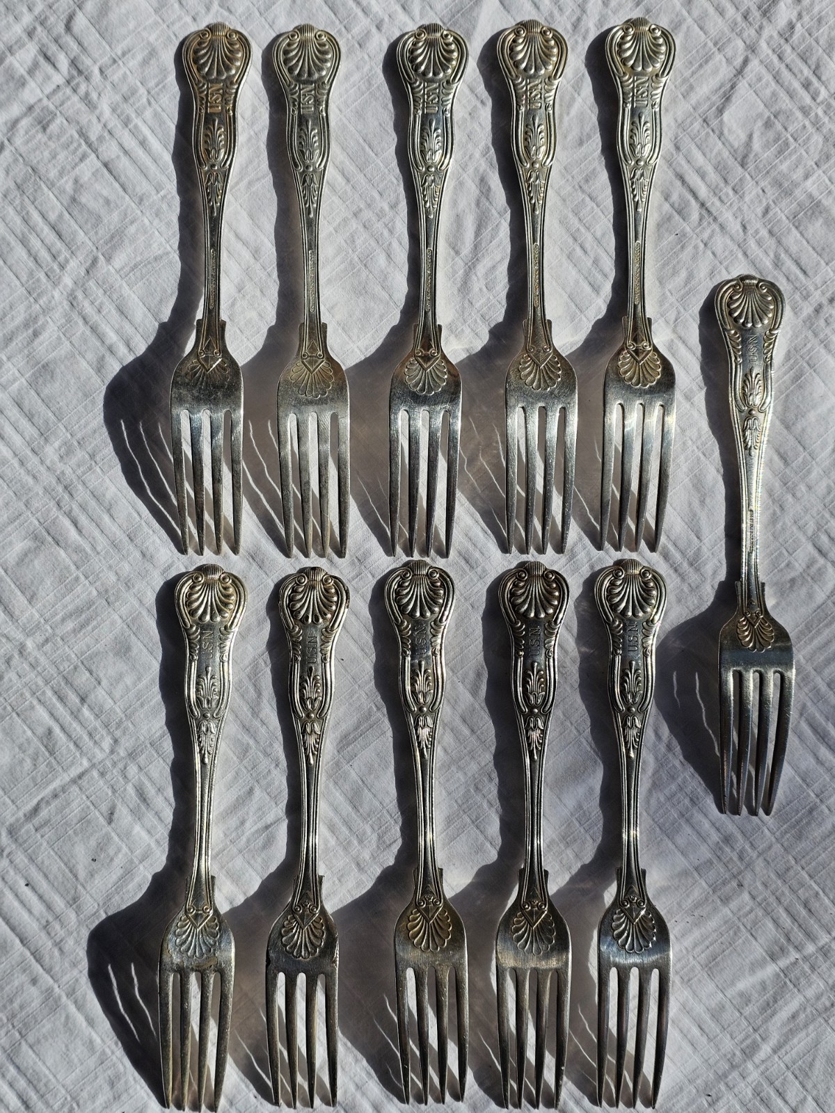 Lot Vintage WWII US Navy USN Officers Mess Dinner Forks Kings Silverplate
