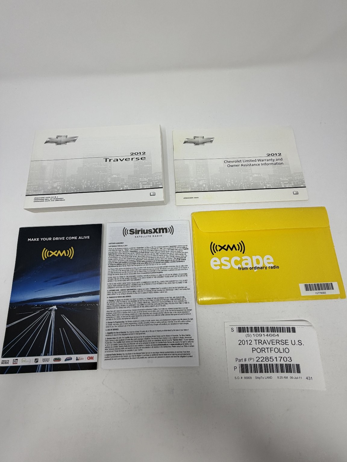2012 Chevrolet Traverse Owners Manual OEM Complete Set
