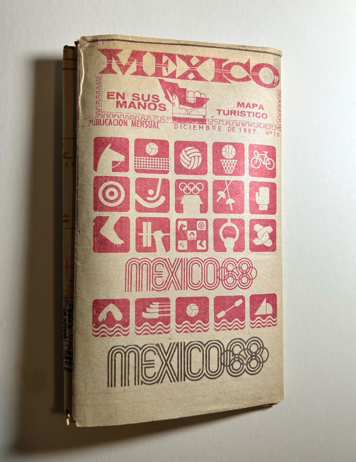1967 Mexico City Olympics 1968 Folding Tourist Map Mexico en Sus Manos