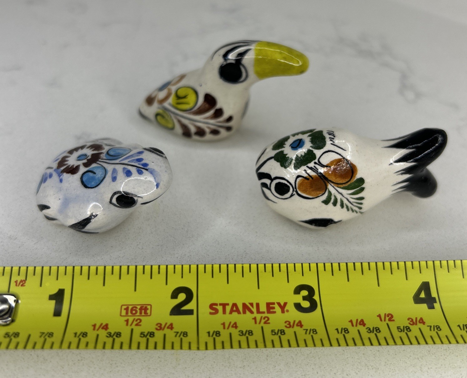 Lot of 3 Mini VTG Mexican Tonalá Pottery Animal Figurines Hand Painted Folk Art