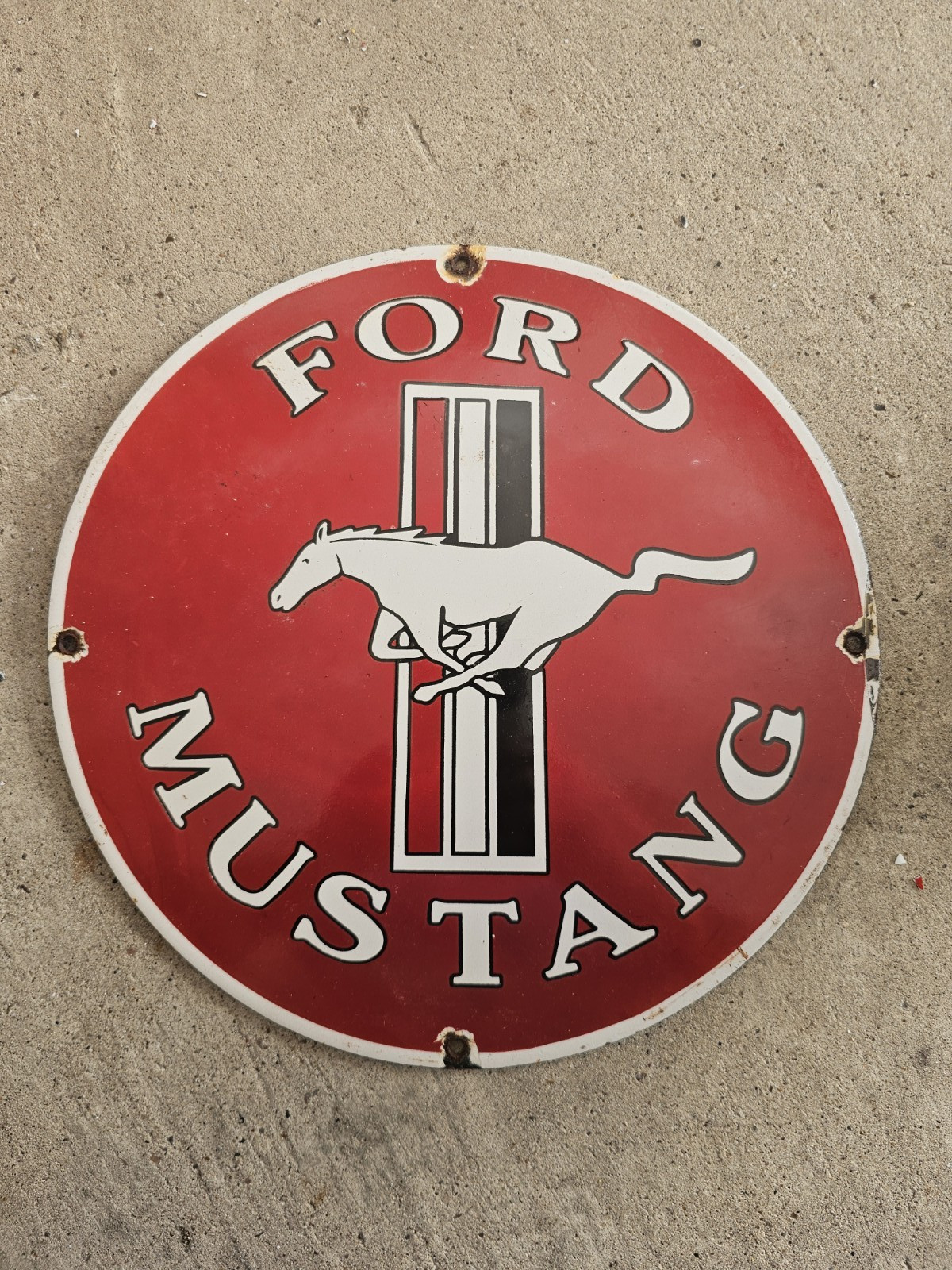 VINTAGE 1960\'S FORD MUSTANG PORCELAIN DEALERSHIP SIGN 12\