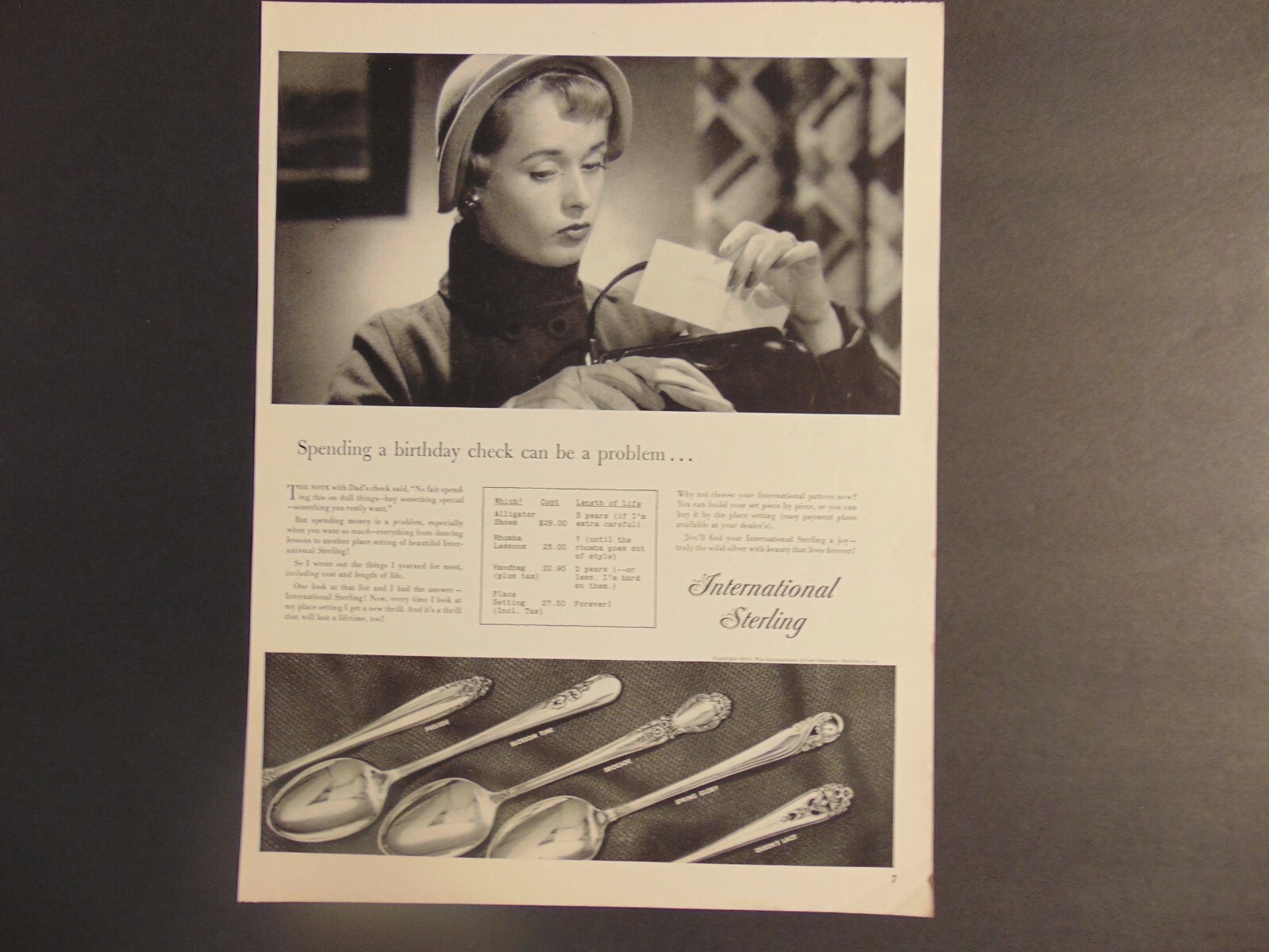 1951 International Sterling Flatware Patterns vintage art print ad
