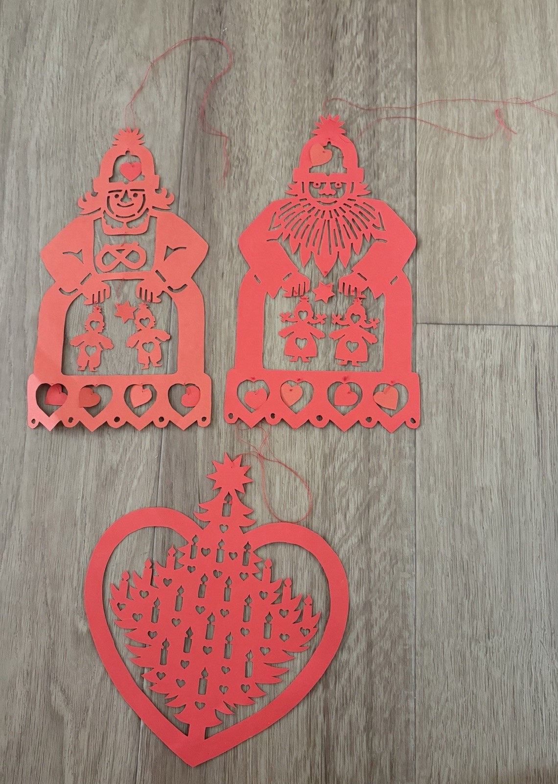 Vtg. MCM Ephemera Lot 3 Scandinavian Swedish Paper Die Cut Santa Mrs. Claus Tree