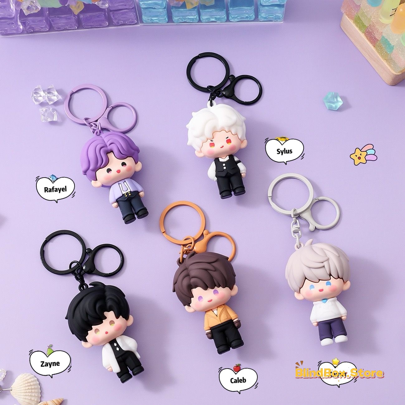 5pcs Set Love and Deepspace Keychain Doll Gift Sylus Xavier Zayne Rafayel Caleb