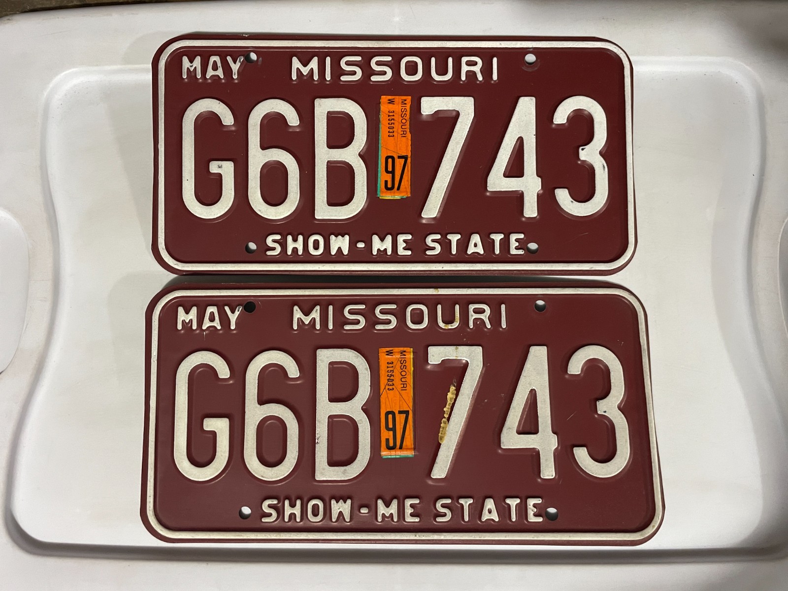 Missouri License Plate Pair of License Plates 1997 May G6B 743