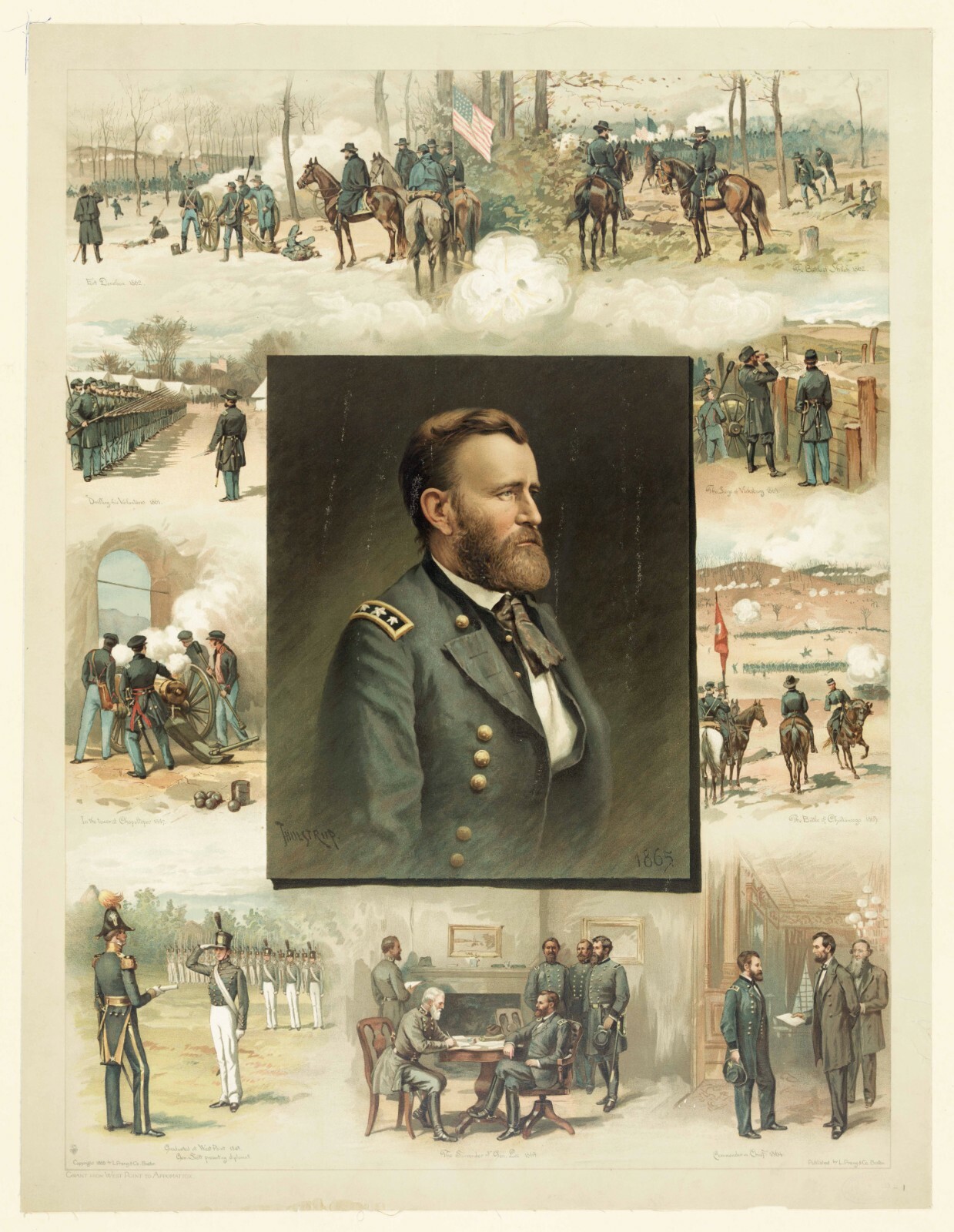 Grant from West Point to Appomattox  Thulstrup  8x12 Canvas Beautiful Repro