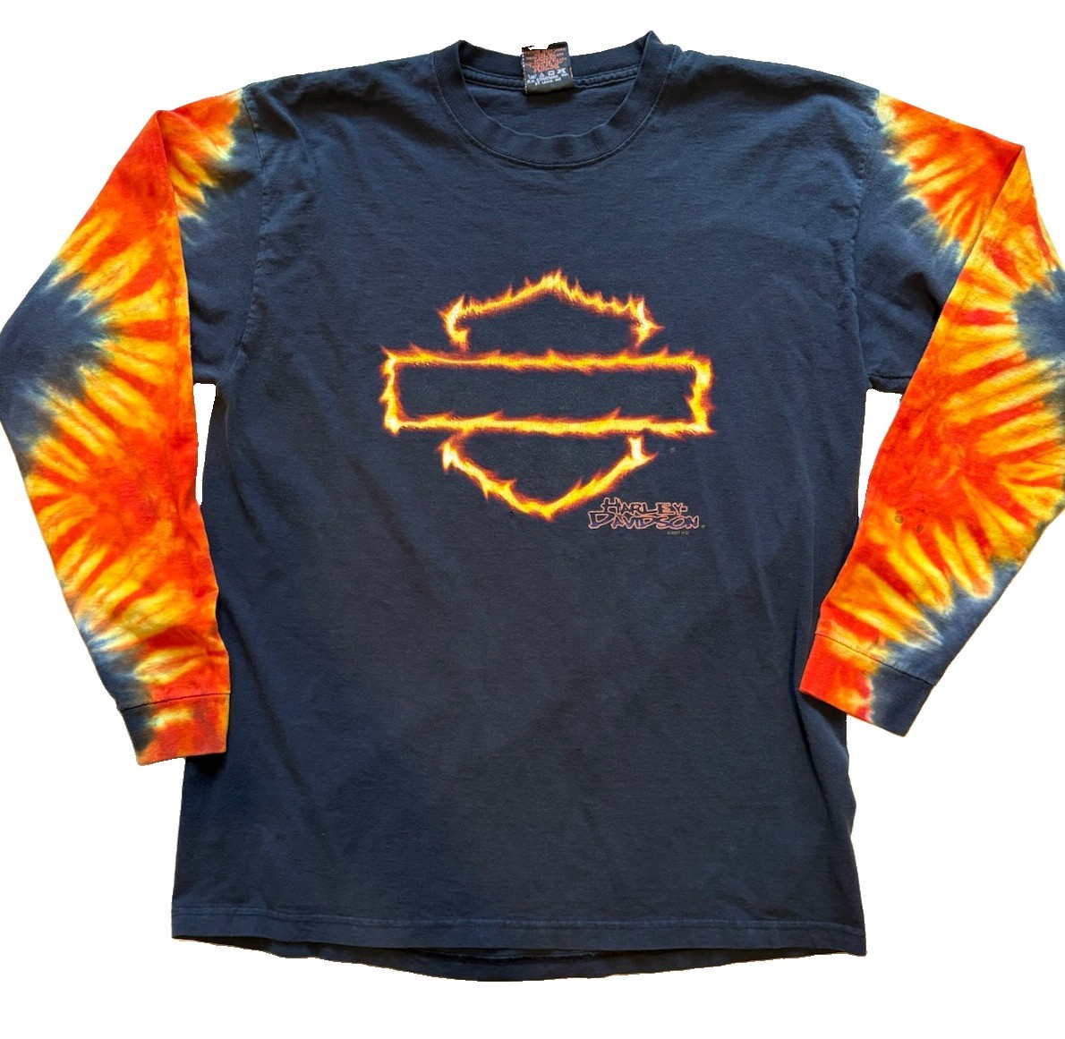Vintage Harley Davidson Tie Dye Shirt Redwood Eureka California Long Sleeve M