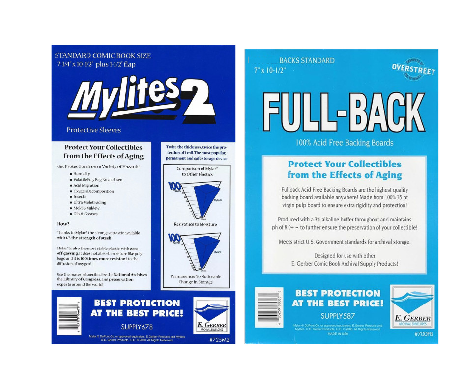 50 Mylites 2 Mil Mylar Standard Comic Book Bags & Boards (Full Back) E. Gerber