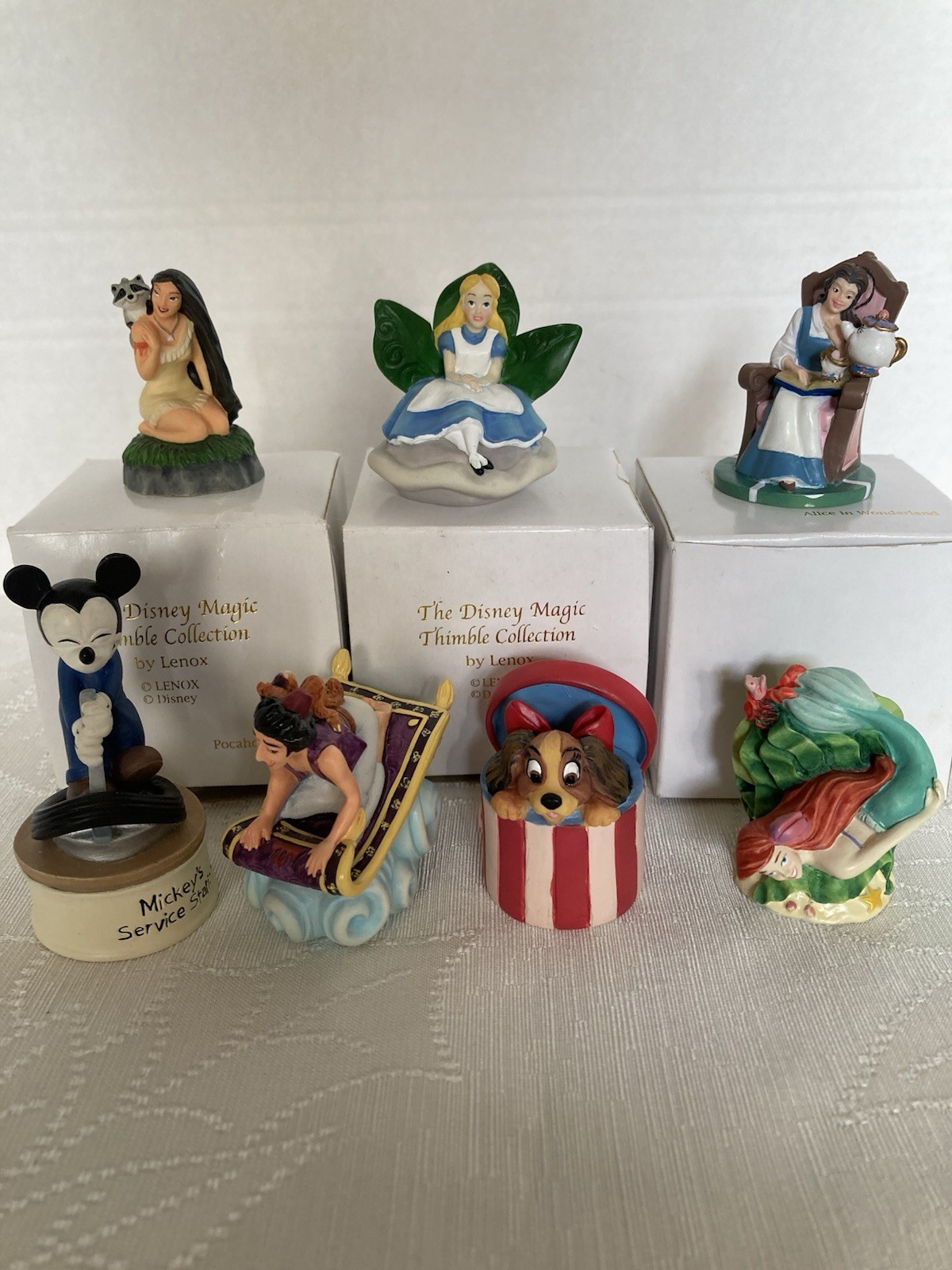 Lenox Disney Magic Thimble Figurines, Lot Of 7