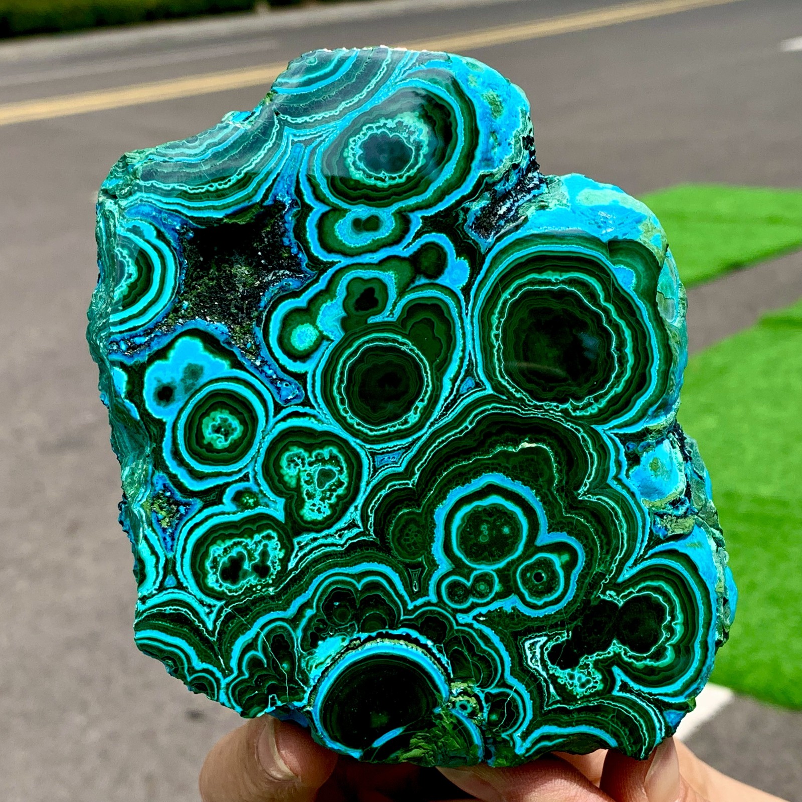 940G Natural Chrysocolla/Malachite transparent cluster rough mineral sample