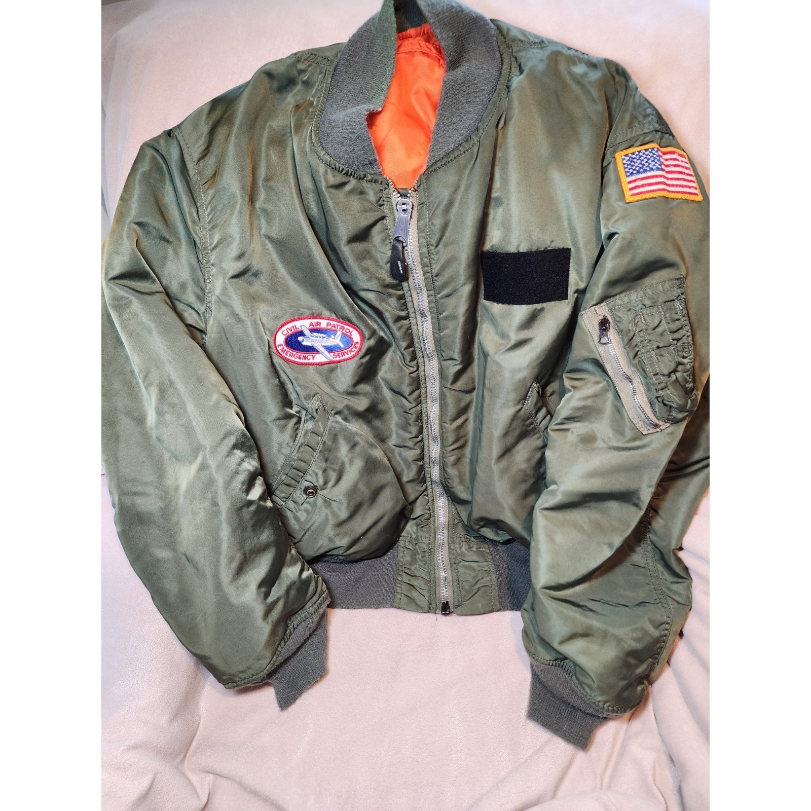Vintage 1960s- 1970's California Civil Air Patrol Flight Jacket Green Large