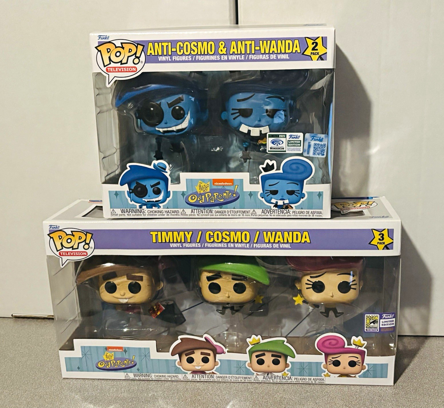 Funko Pop Fairly Odd Parents SDCC 3-Pack + Anti 2-Pack WonderCon Timmy Wanda Co