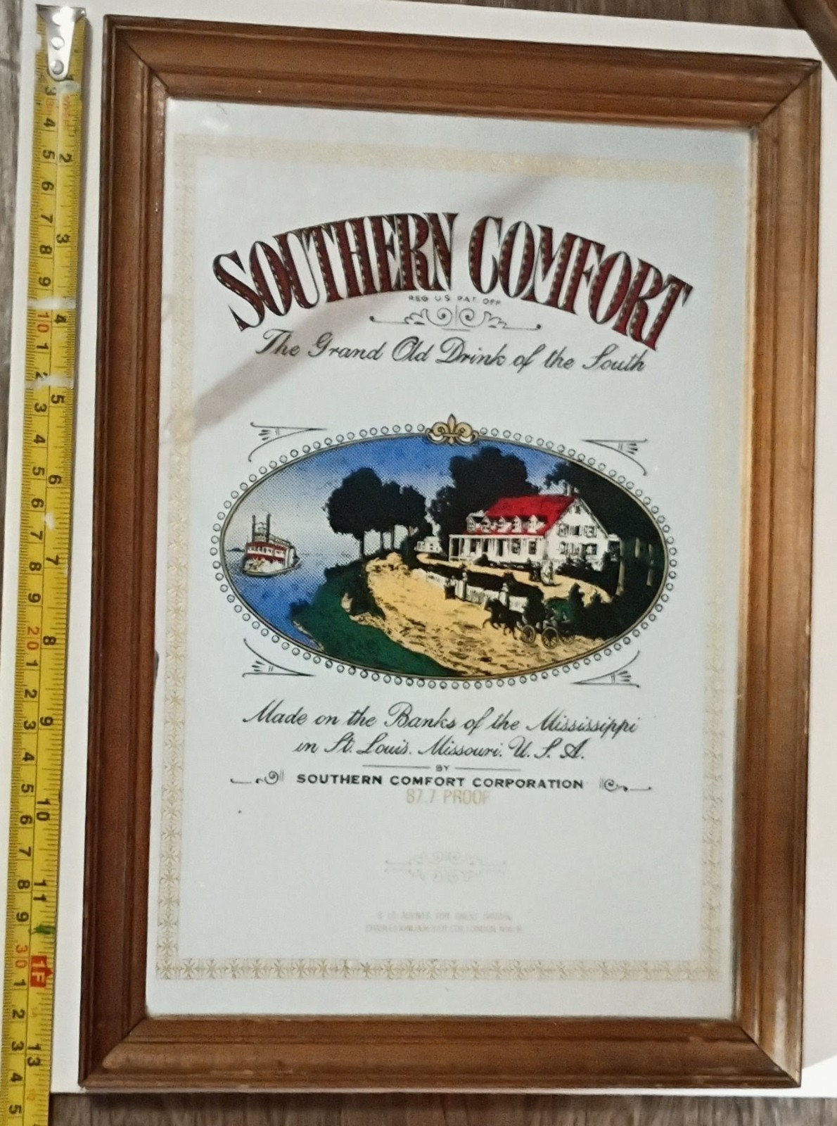 Vintage 1960s Southern Comfort Mirror Whiskey Bar pub sign 10.5