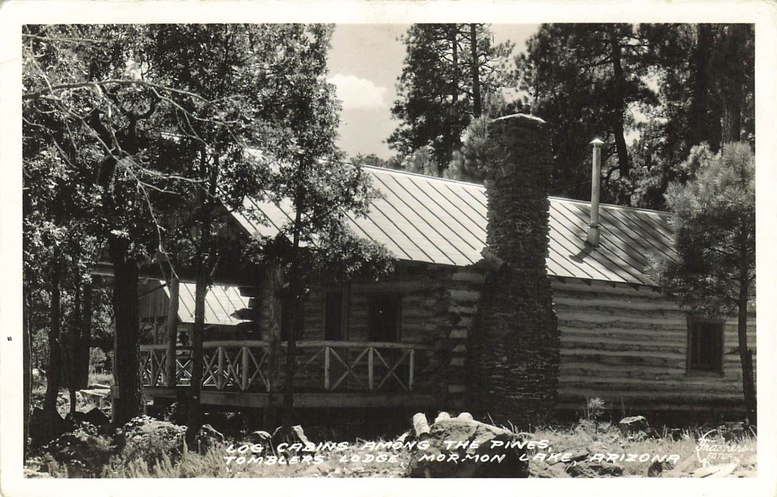 Rppc Tomblers Lodge Mormon Lake Arizona Log Cabins Frashers Postcard