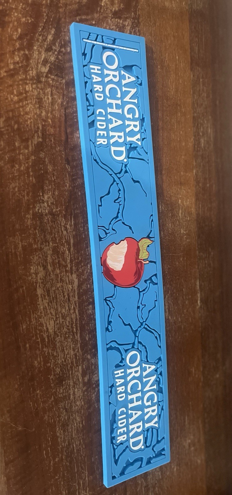 Angry Orchard Blue Rubber Bar Mat with Apple Logo Bar Decor Man Cave
