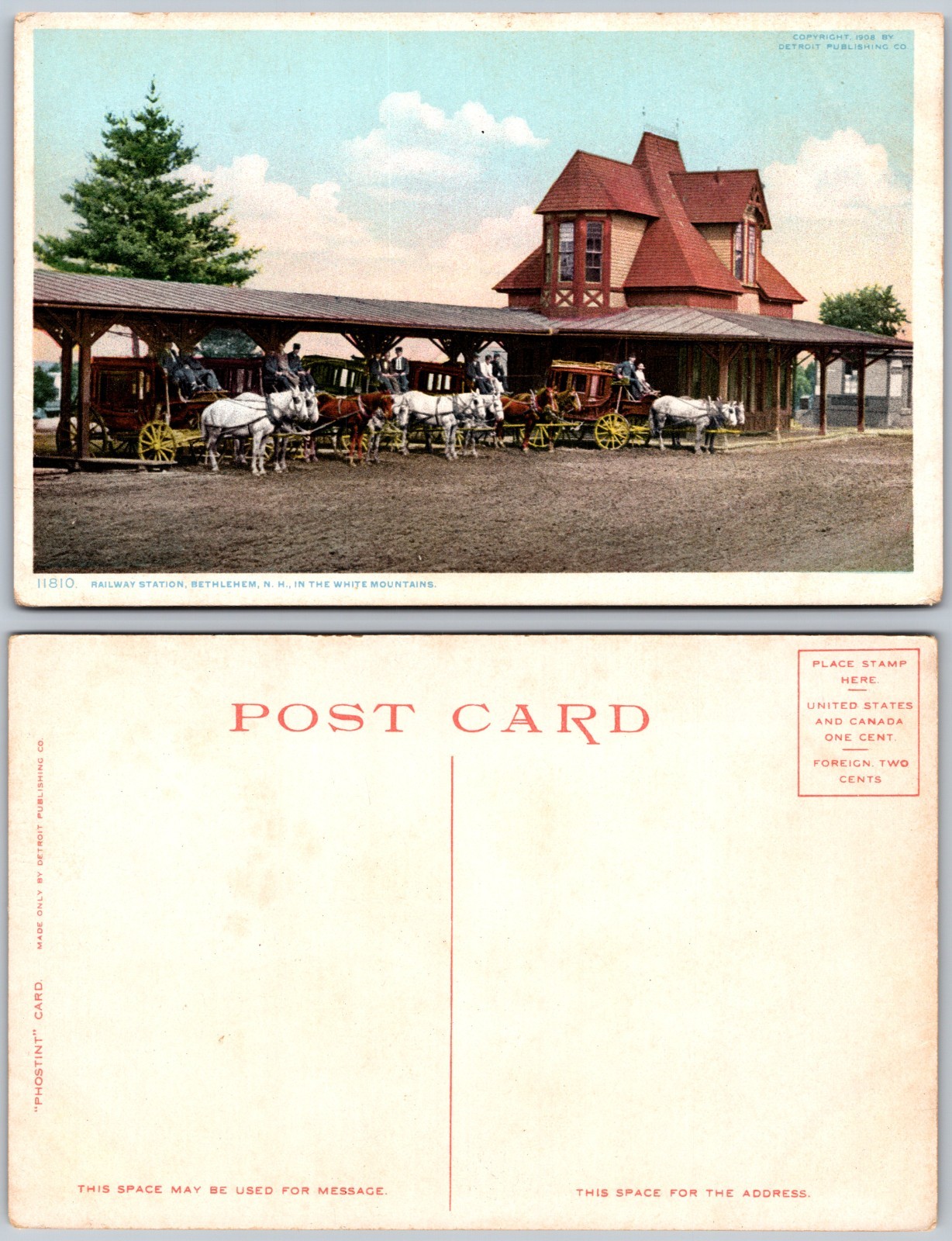 Bethlehem NH Railway Station Carriages Postcard