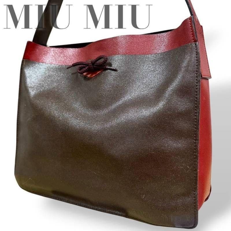 Precious 99Fw Miumiu Shoulder Back Leather By Collar Crossbody Antique Vintage W