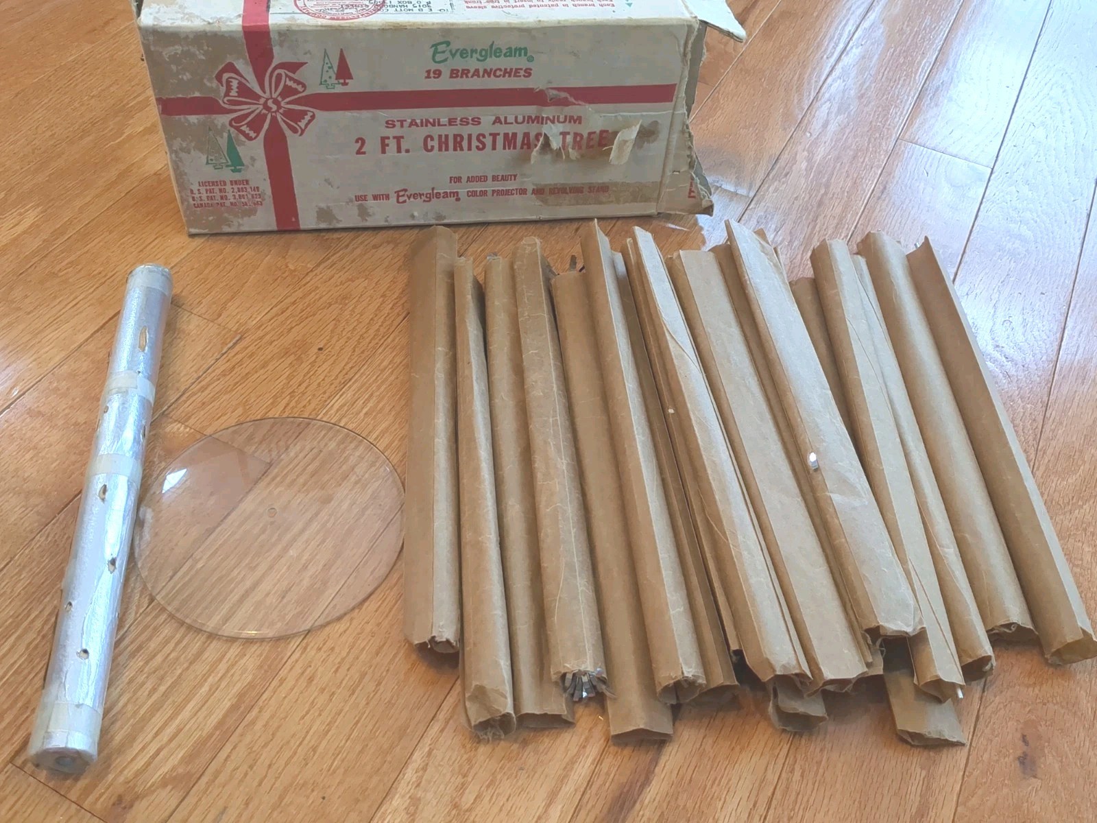 Evergleam Aluminum Christmas Tree 2 Ft Original Box Mid Century Vtg Complete 