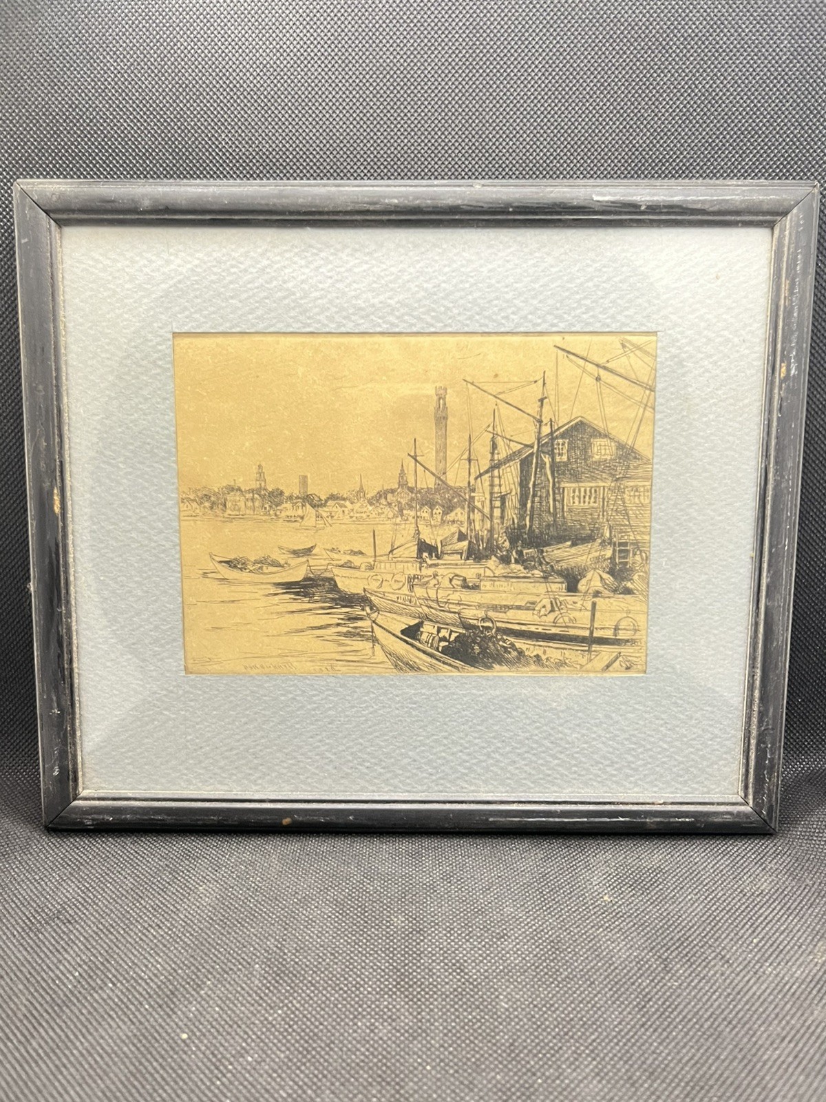 Rare William Harry Warren Bicknell (1860-1947) Provincetown Harbor Etching 1926 