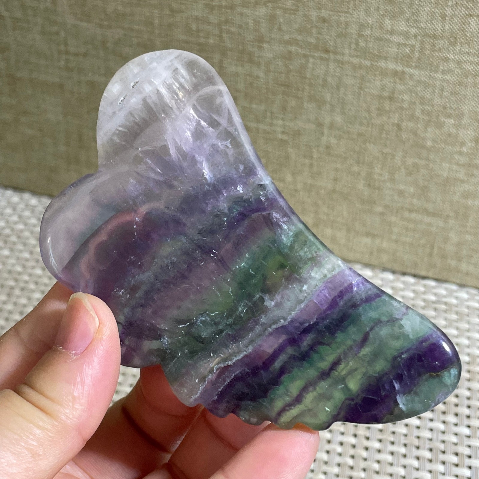 76g Natural beautiful Rainbow Fluorite Crystal Rough slices stone specimens