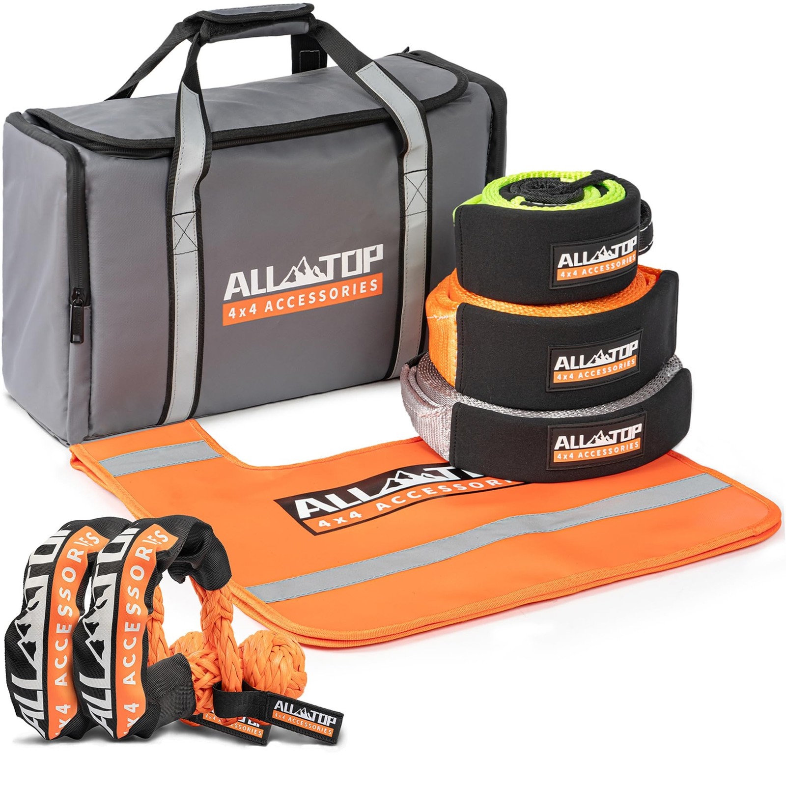 ALL-TOP Recovery Pack 7in1: Water-Resist Offroad Gear Bag with Tow Strap, Tre...