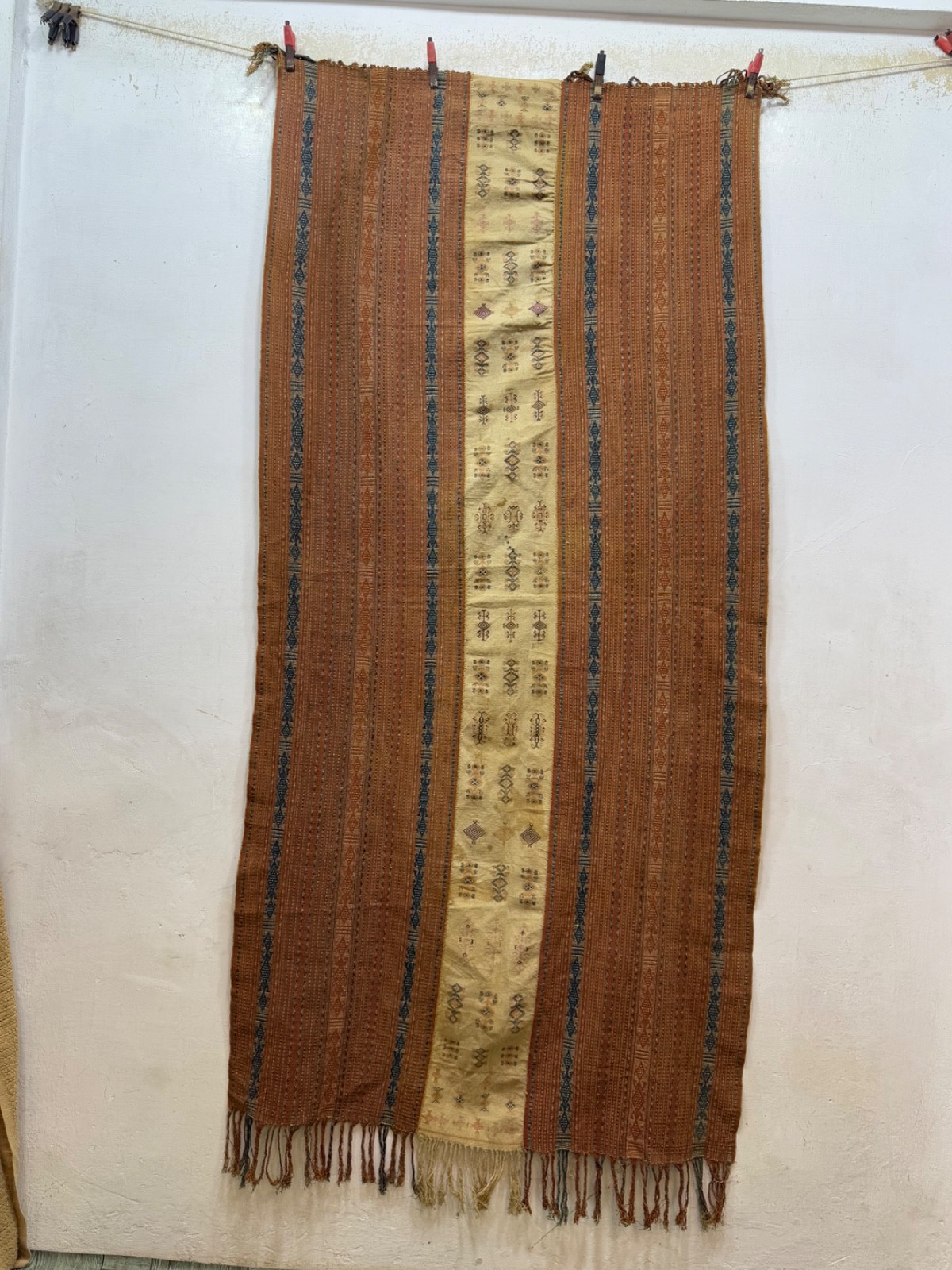 Antique Hand Woven Indonesian Ikat Timor Cotton Textile Cloth 193x92 Cm