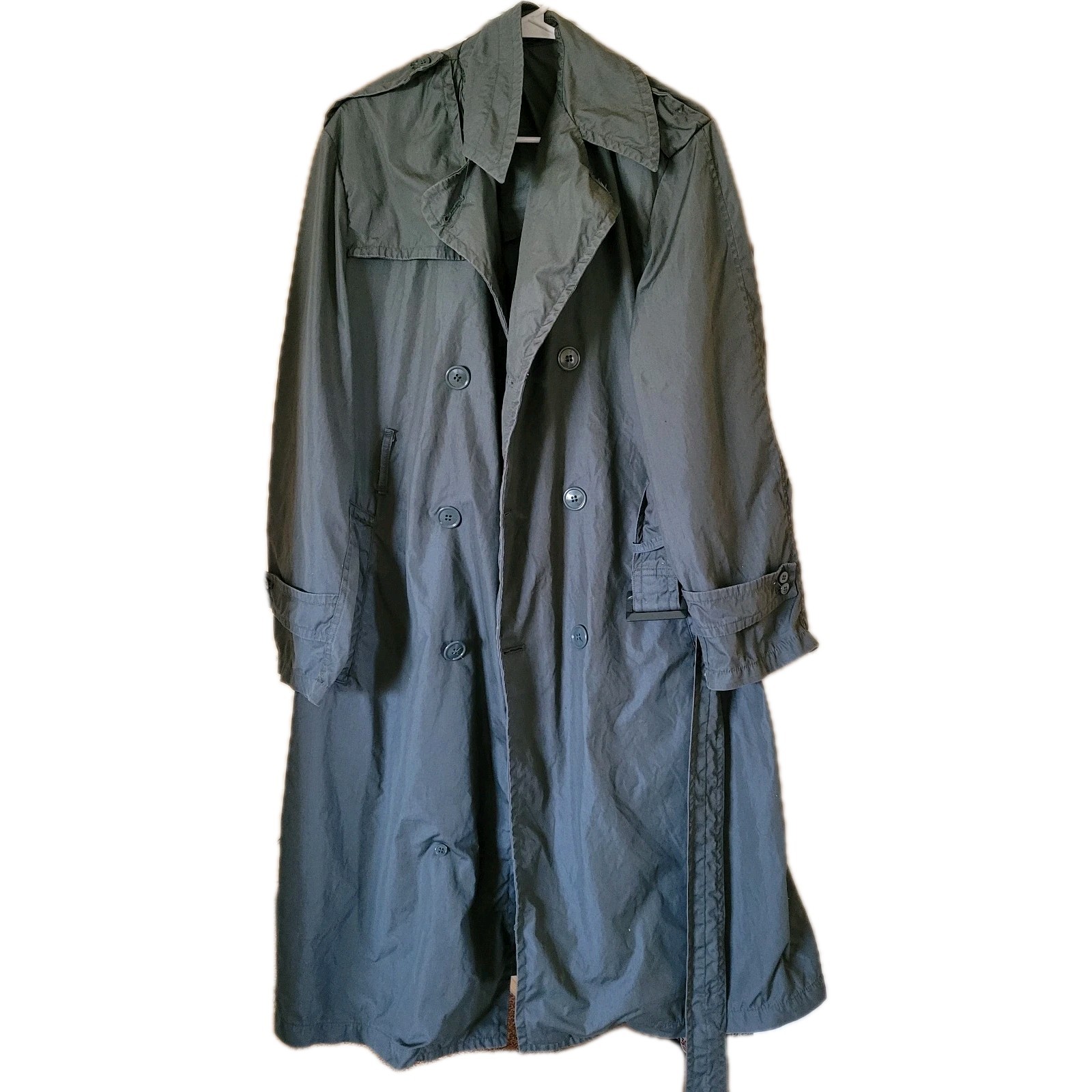 Vintage 1960s U.S. Army Rain Trench Coat Jacket Men's 38R Vietnam War Era Belted
