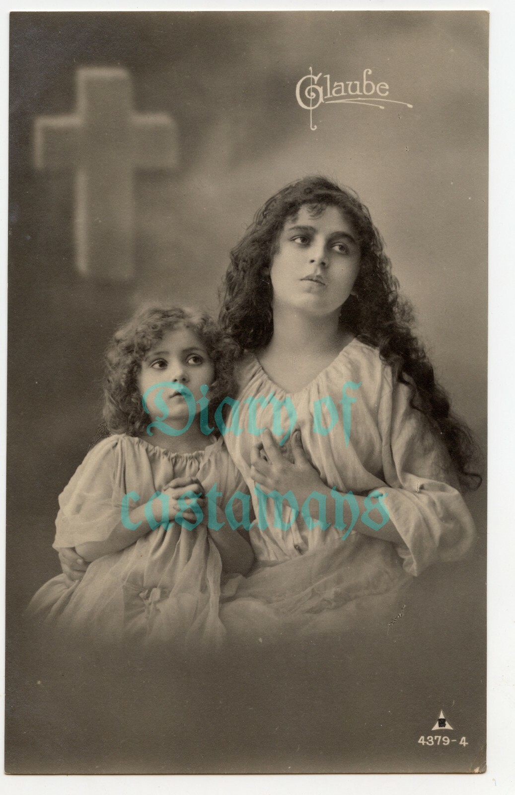 Beautiful long haired woman Believe Original Antique Photo Postcard Germany