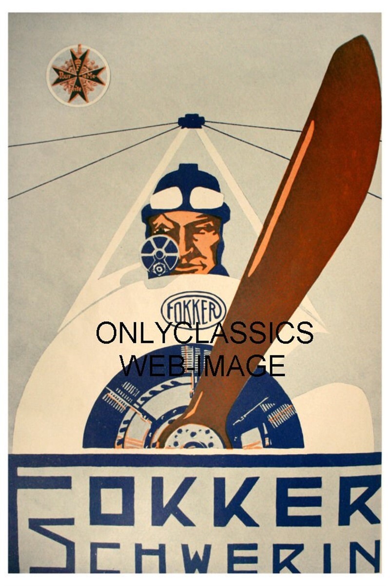 1917 FOKKER SCHWERIN WWI AIRCRAFT AVIATION AIRPLANE 11X17 POSTER ART DECO STYLE