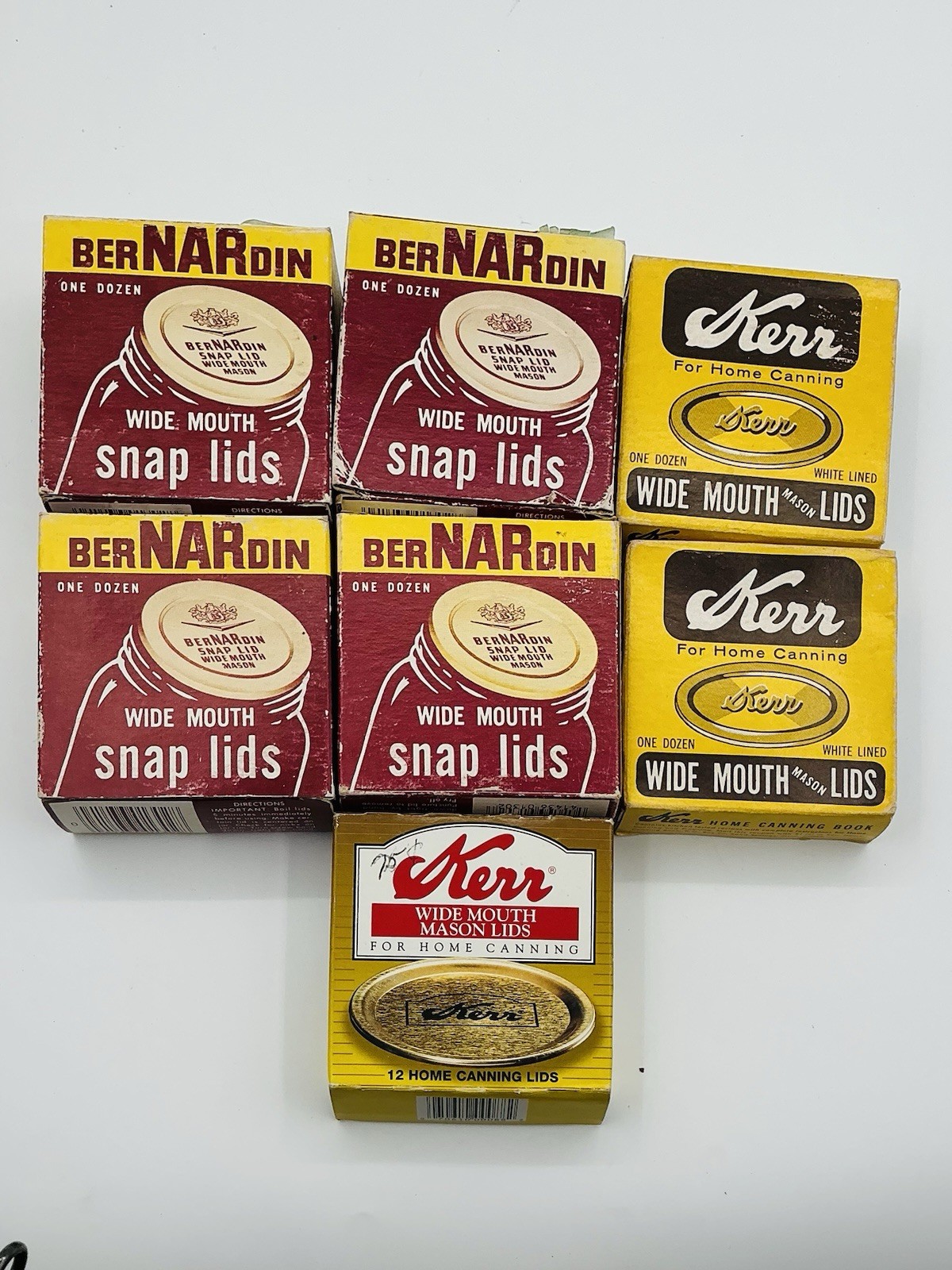LOT Of 7 Boxes Vintage Bernardin Snap & Kerr Wide Mouth Mason Jar Lids