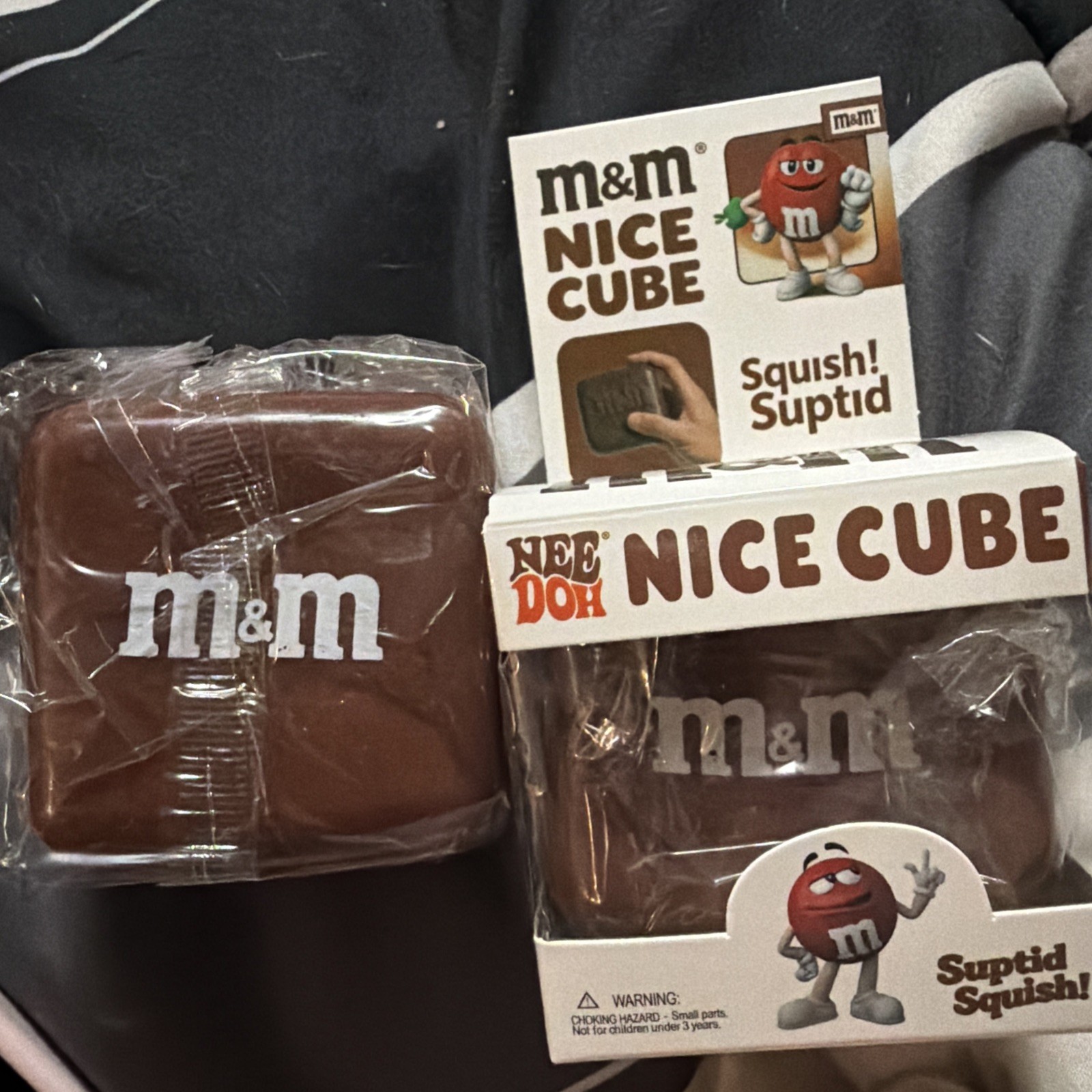 M&M's Nice Cube Dr M&M Squishy Toy, White/Brown, Candy & Nuts Theme