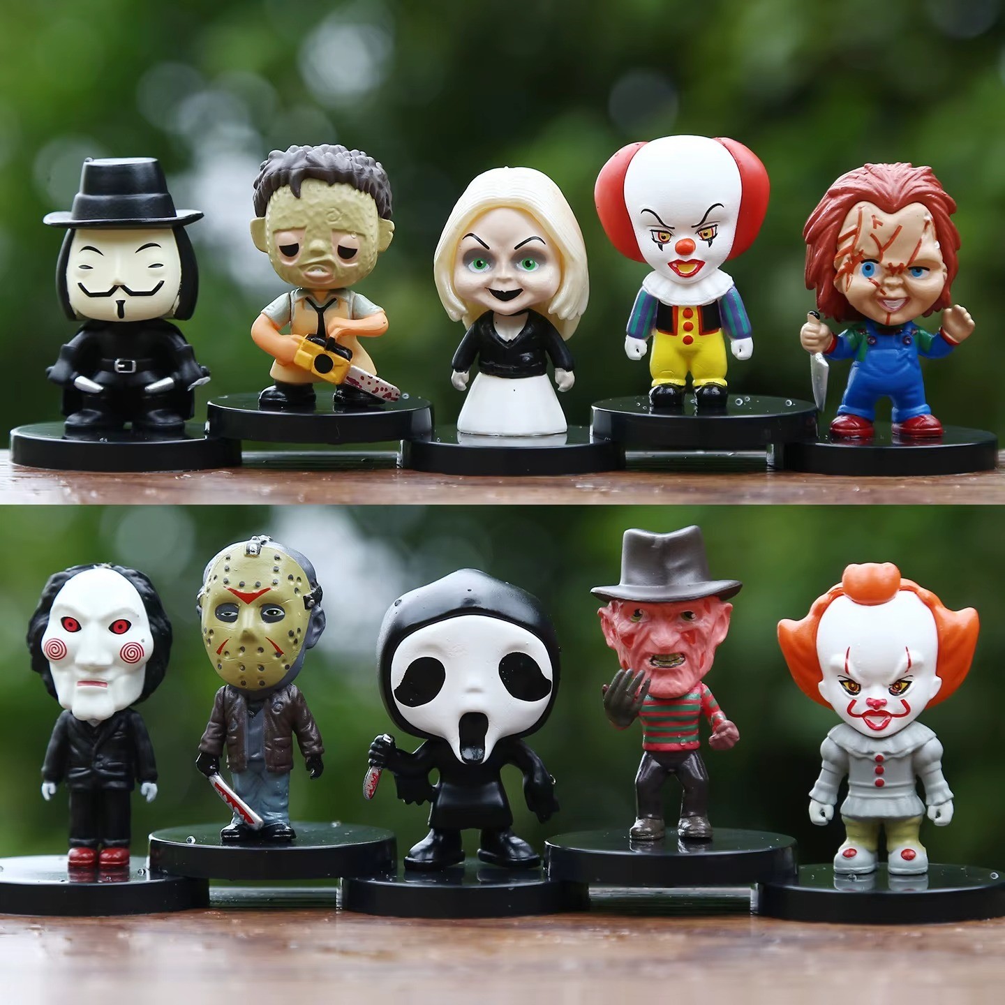 10PCS Horror Movie Series Jason Freddy Clown Action Figure Toy PVC Model