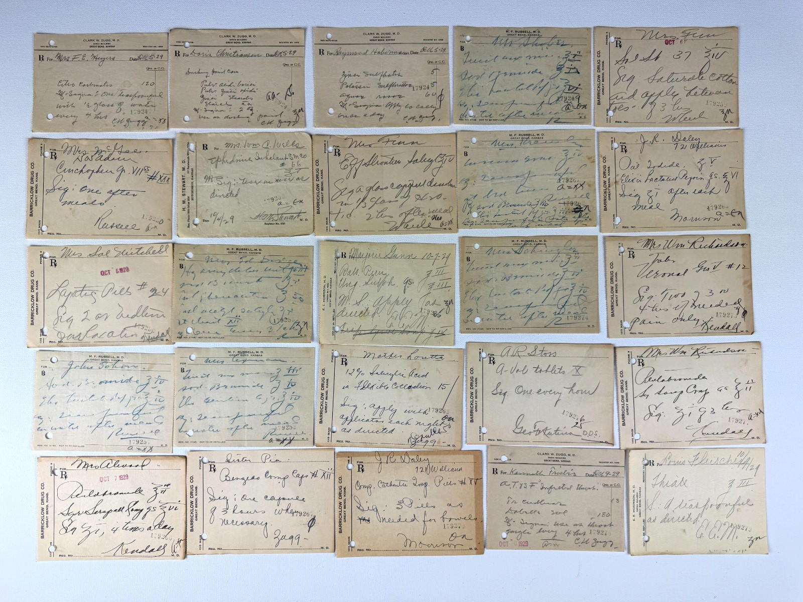 25 Antique 1929 Pharmacy Medical Rx Paper Prescription Hand-Written Some Dated S