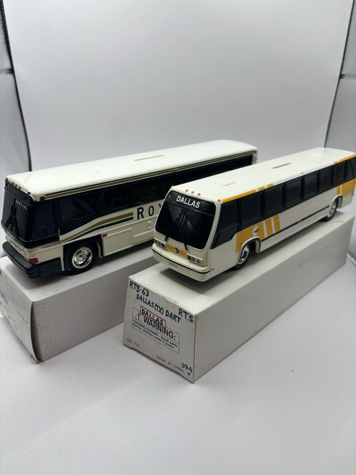 Vintage Bank Bus Plastic 9.5X2X2.75'' Lot ( Dallas Dart And Royal Coach Transit)